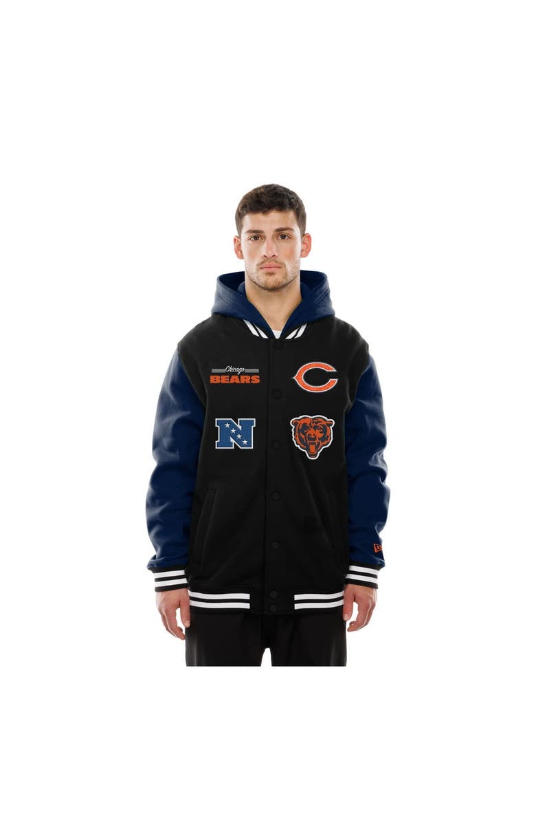 New Era Men's New Era Black Chicago Bears Full-Snap Fleece Hoodie Jacket, Alternate, color,
