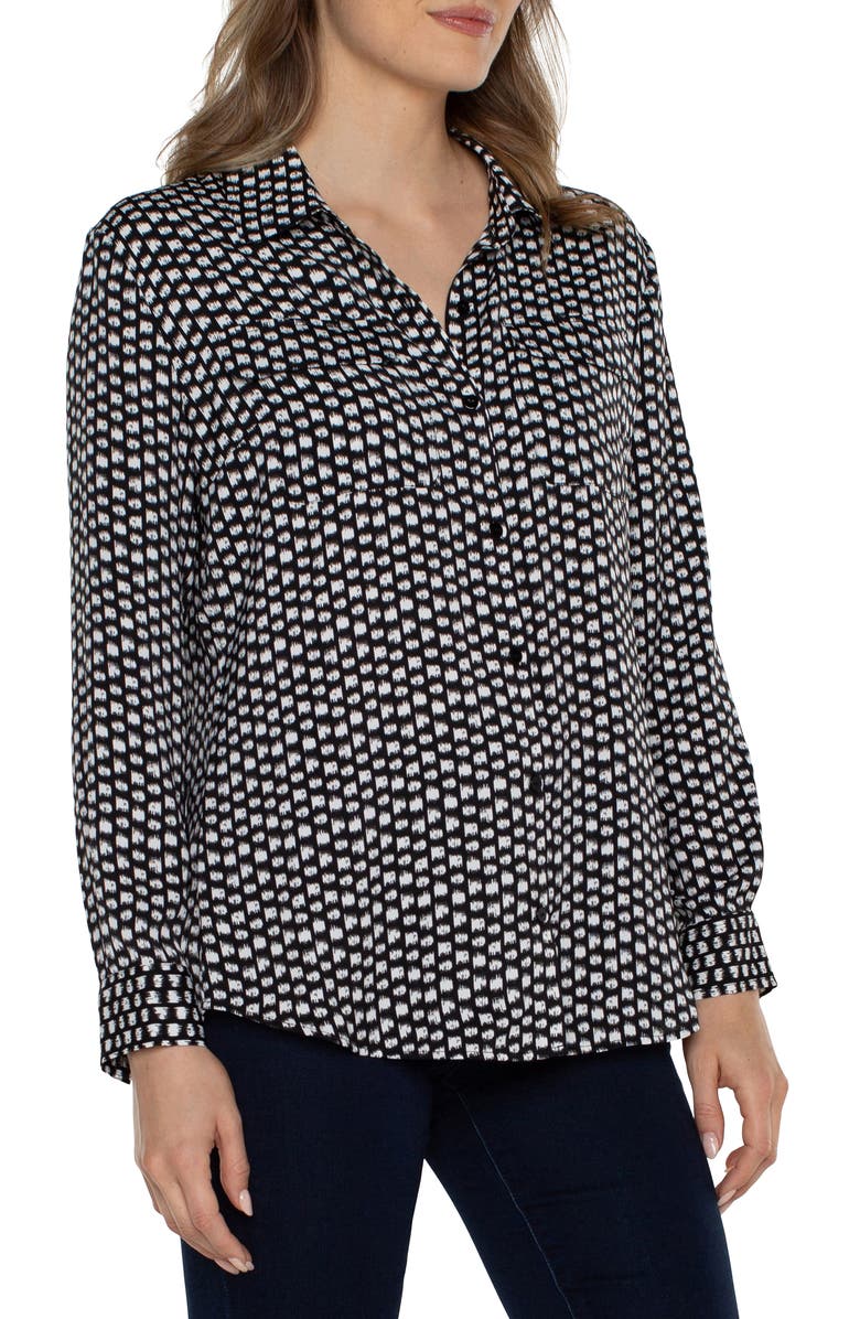 Liverpool Los Angeles Dot Print Button-Up Shirt, Alternate, color,