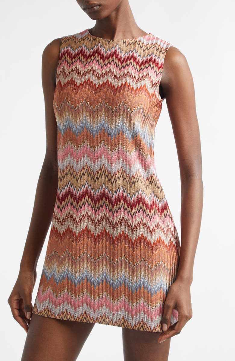 Missoni Chevron Stripe Sleeveless Knit Minidress, Alternate, color, Multi Green Camel White Pink