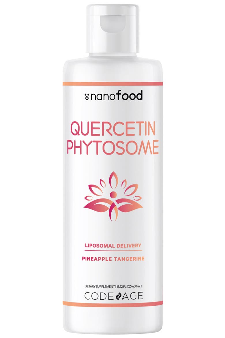 Liquid Quercetin Phytosome + Vitamin E Supplement, Main, color, White