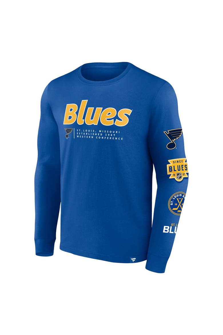 Men's Fanatics Branded Blue St. Louis Blues Strike the Goal Long Sleeve T-Shirt, Alternate, color, Blue