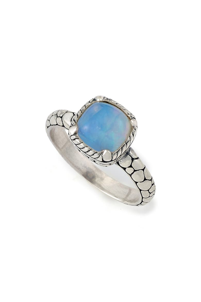 Sterling Silver Opal Cabochon Cushion Ring, Main, color, OPAL