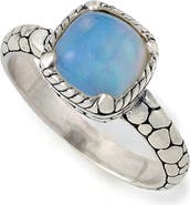 SAMUEL B. Sterling Silver Opal Cabochon Cushion Ring
