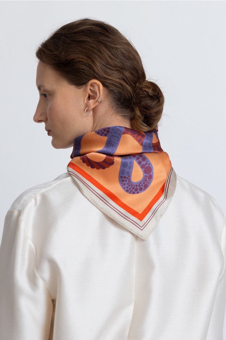 Small Bandana Silk Scarf, Alternate, color, Print 'The Serpent'