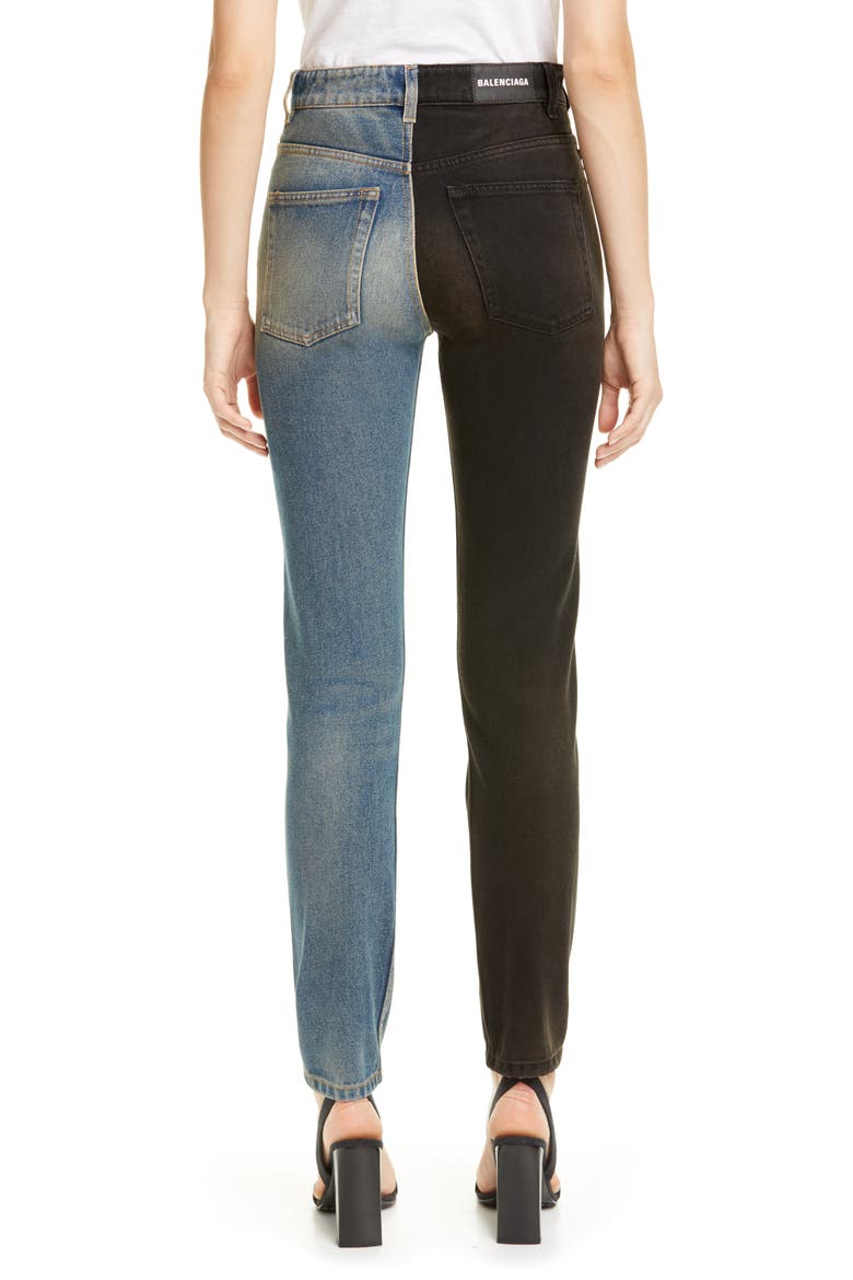 V-Neck Two-Tone Jeans, Alternate, color, LIGHT RUST INDIGO
