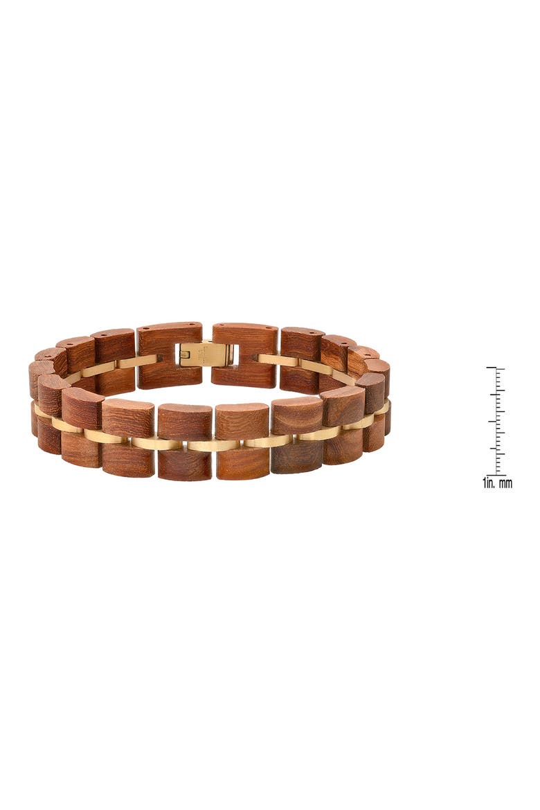 Men's Stainless Steel Wood Bracelet, Alternate, color, GOLD/BROWN
