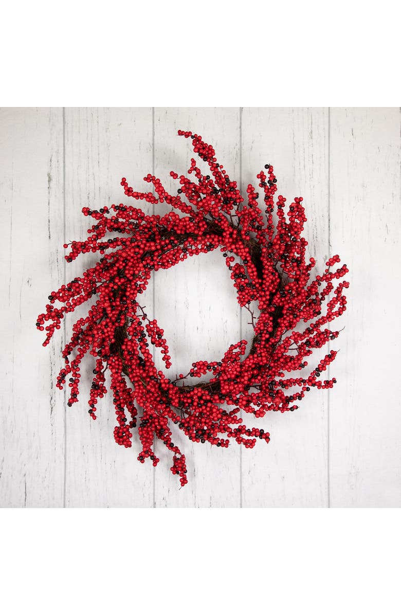 Northlight Red and Burgundy Berry Artificial Christmas Wreath, 22-Inch Unlit, Alternate, color,