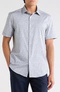 Bugatchi Floral Short Sleeve Stretch Cotton Button-Up Shirt