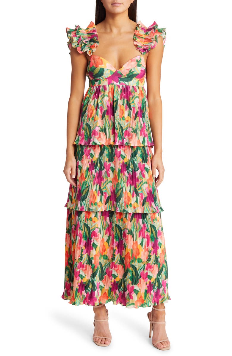 Saylor Mauve Floral Tiered Maxi Dress, Main, color,