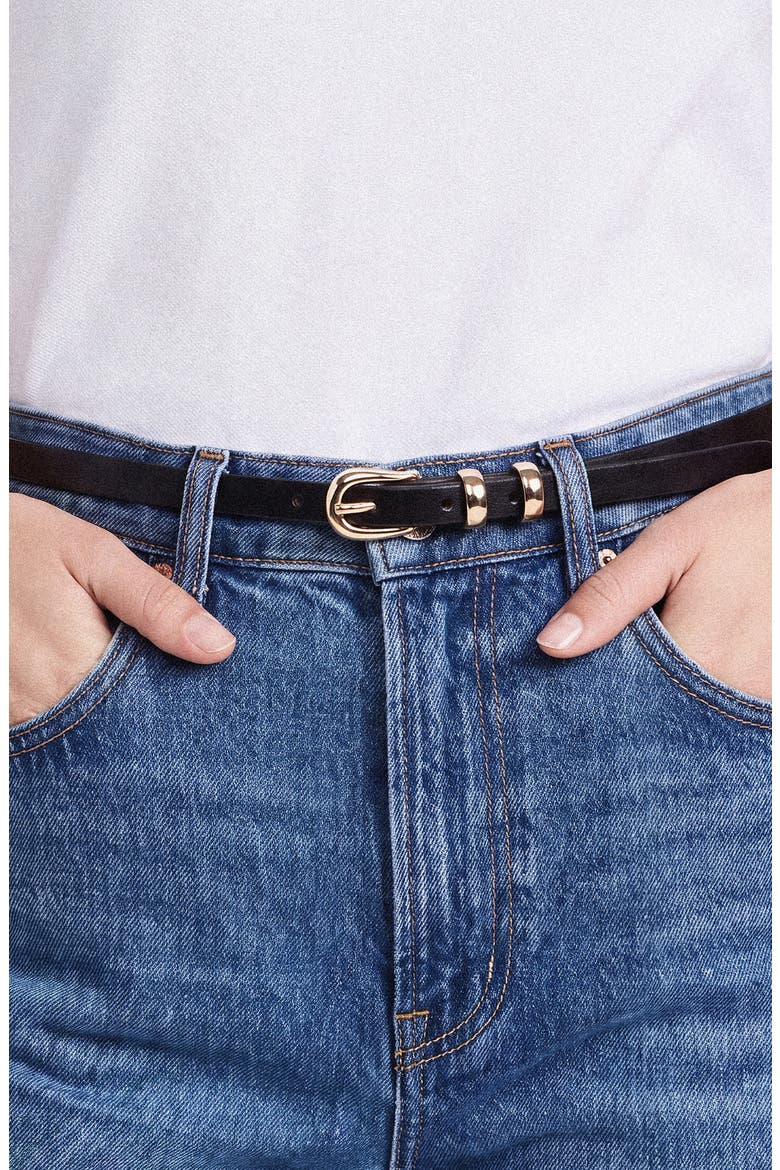 Classic Skinny Belt, Alternate, color, BLACK AND GOLD