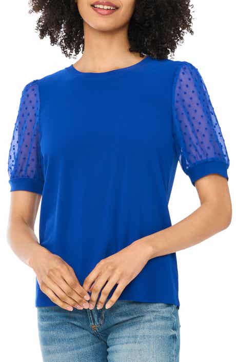 CeCe Clip Dot Puff Sleeve Top
