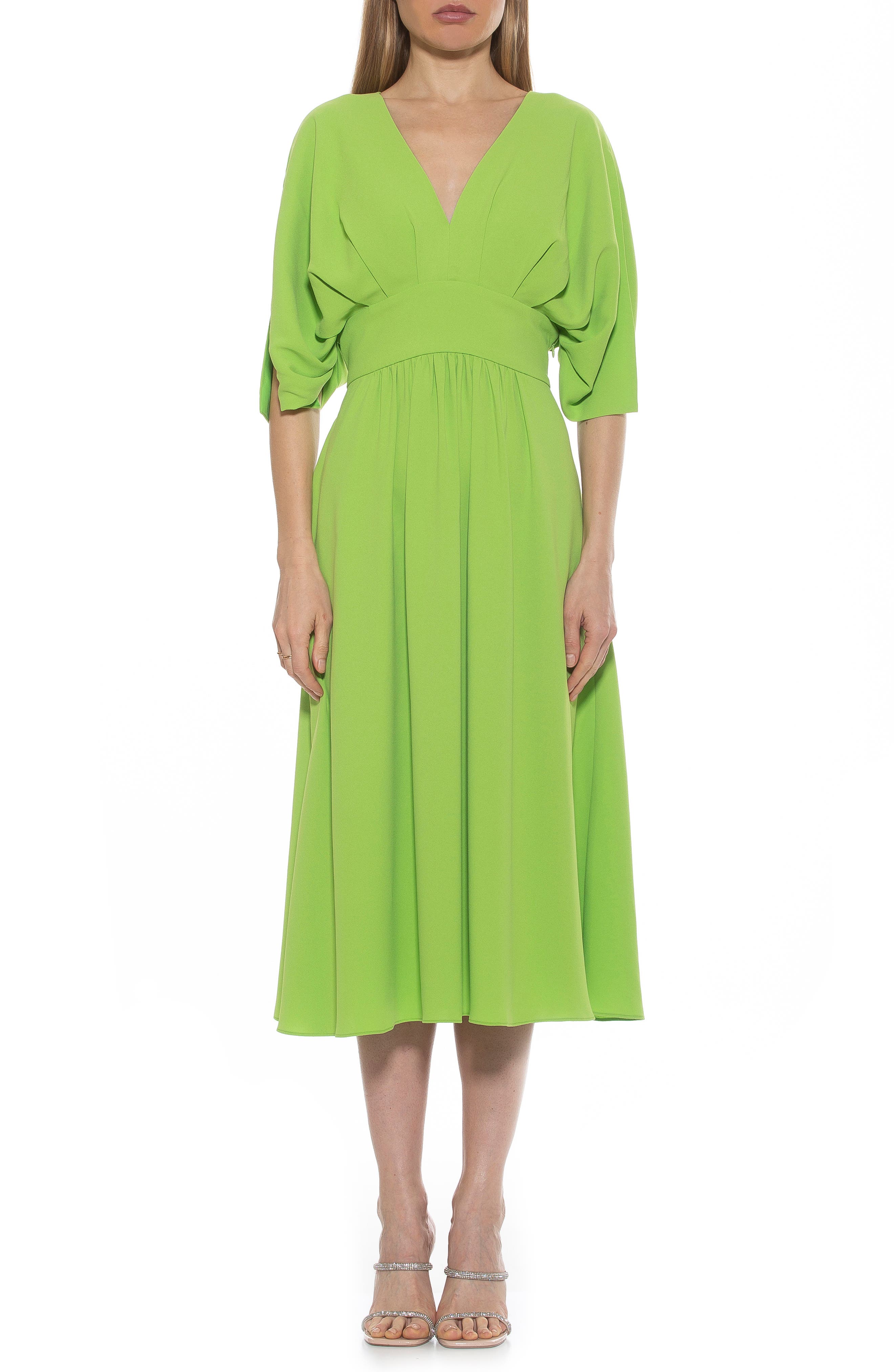 Alexia Admor August Draped Sleeve Fit & Flare Midi Dress