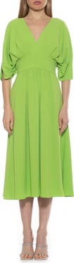 Alexia Admor August Draped Sleeve Fit & Flare Midi Dress