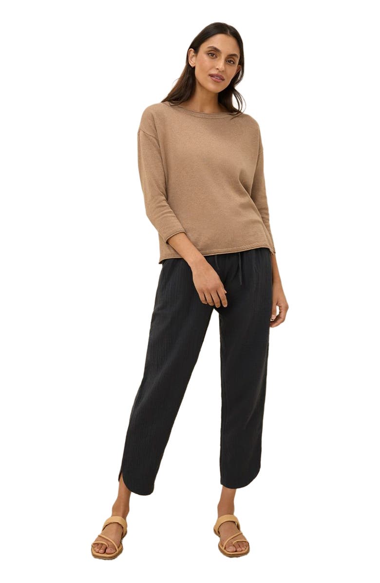Pact Organic Cotton Coastal Double Gauze Tapered Pull-On Pant, Main, color, Black