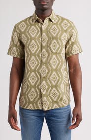 Pendleton Gateway Print Short Sleeve Cotton Button-Up Shirt