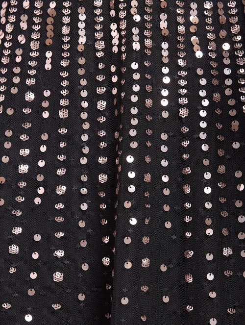 Needle & Thread Moonlight Sequin Cape Sleeve Ankle Gown In Black