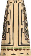 Maison Common Printed Canvas Skirt With Belt