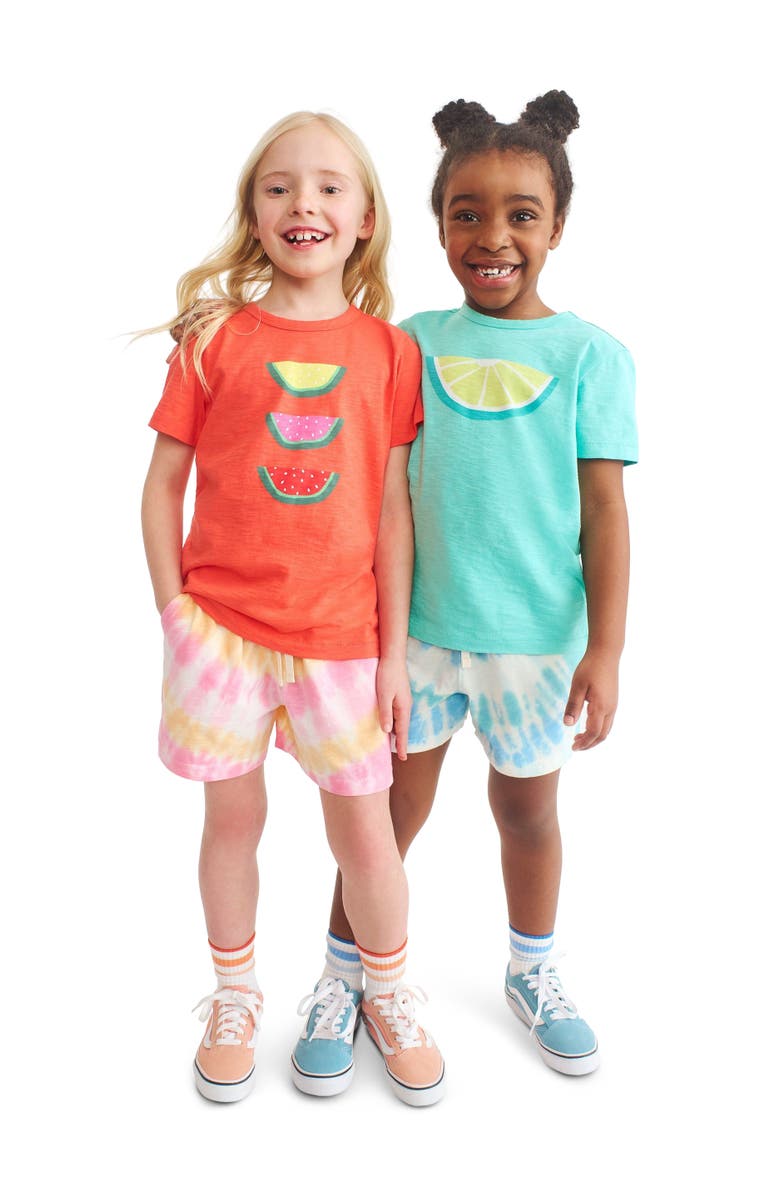 Primary Kids Melon Slices Tee, Alternate, color, Hot Coral Watermelons