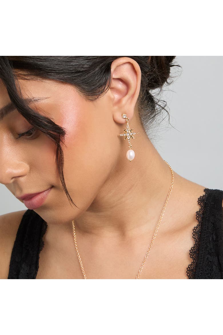 Mismatch Moon & Star Drop Earring, Alternate, color, Gold