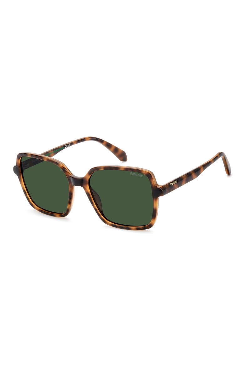 56mm Polarized Square Sunglasses, Alternate, color, HAVANA/ GREEN PZ