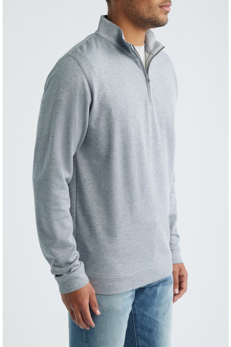 Comfort Interlock Organic Cotton Blend Quarter Zip Pullover, Alternate, color, GALE GREY