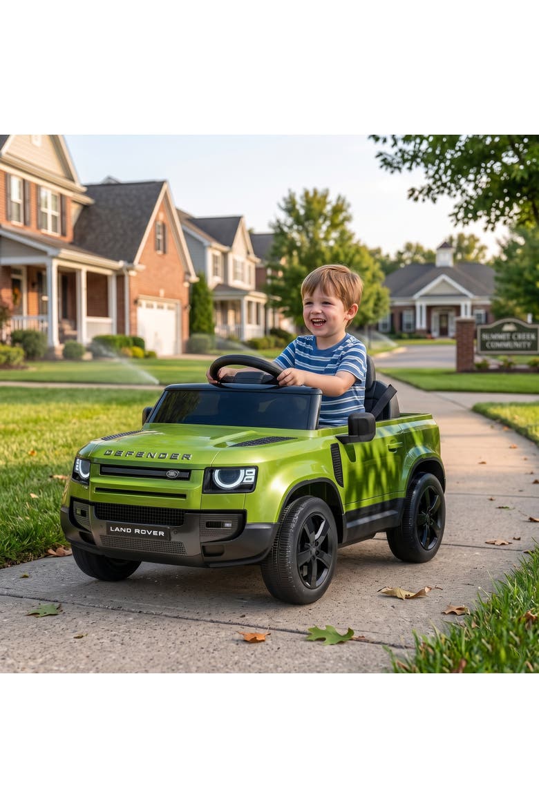 12V Land Rover Defender Ride-On Car, Remote Control, Green, Alternate, color, Green