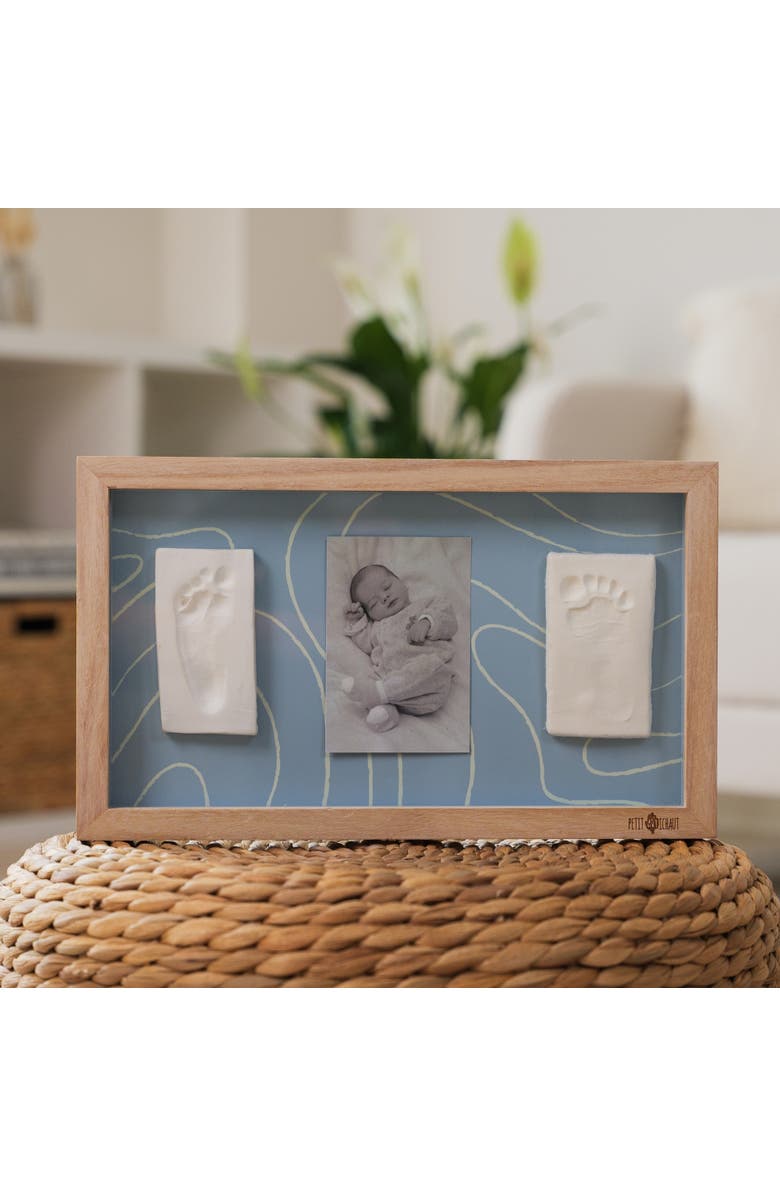 Petit Artichaut 2 Prints - Baby Imprint & Photo Frame, Twin Keepsake Frame, Alternate, color, Blue Abstract