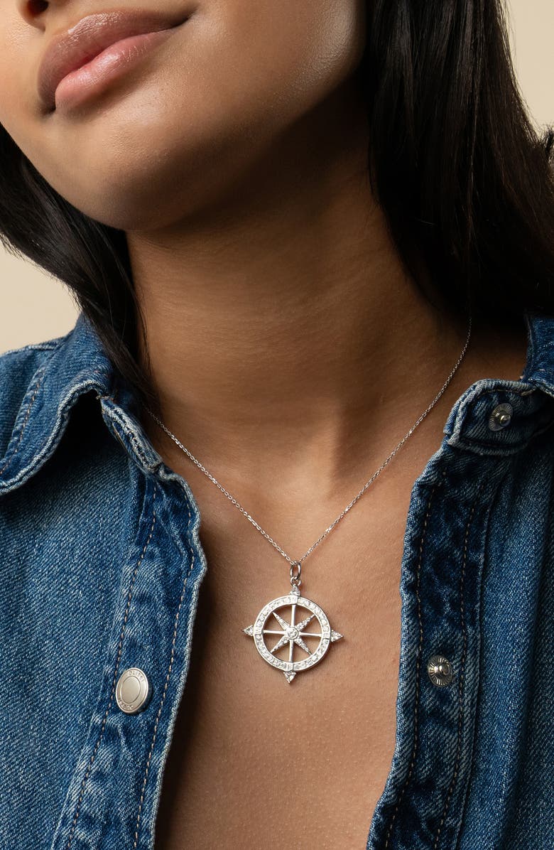Monica Rich Kosann Adventure Compass Pendant Necklace, Alternate, color, Silver