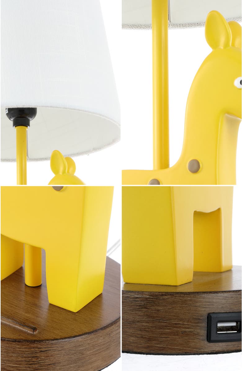 JONATHAN Y Sahara 17.5" Mid-Century Vintage Iron/Resin Giraffe LED Kids
Table Lamp with Phone Stand and USB Charging Port, Yellow, Alternate, color, Yellow