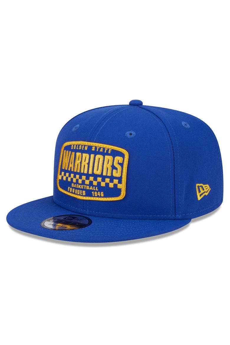 Men's New Era Royal Golden State Warriors  Rally Drive Finish Line Patch 9FIFTY Snapback Hat, Alternate, color, Blue