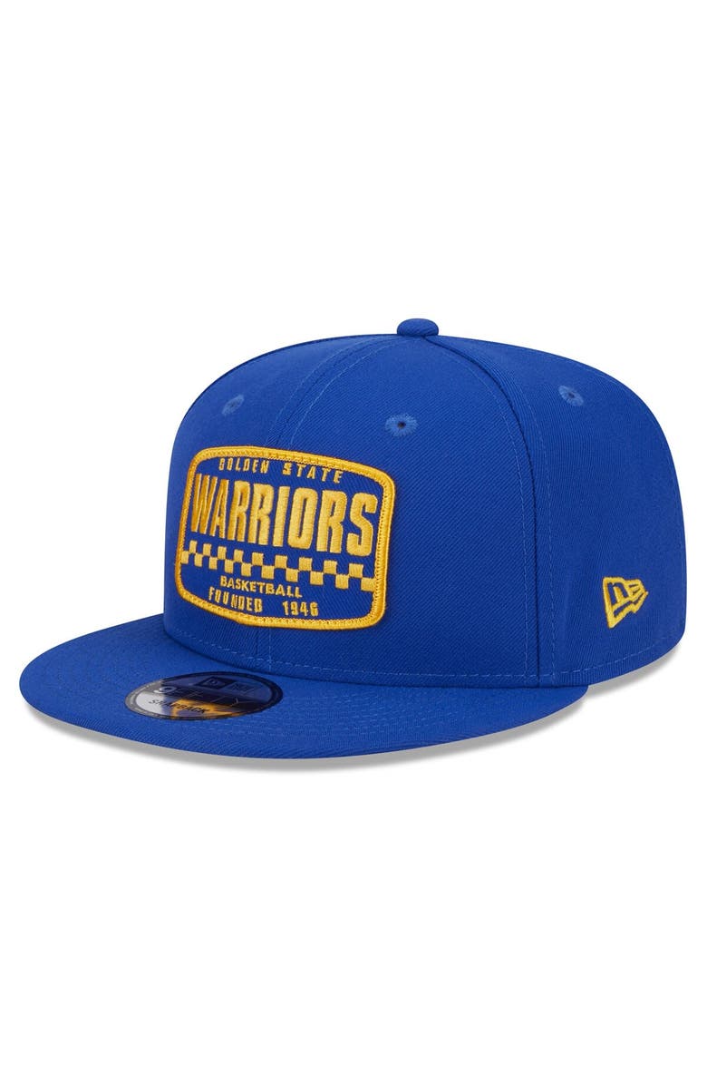 New Era Men's New Era Royal Golden State Warriors  Rally Drive Finish Line Patch 9FIFTY Snapback Hat, Alternate, color, Blue
