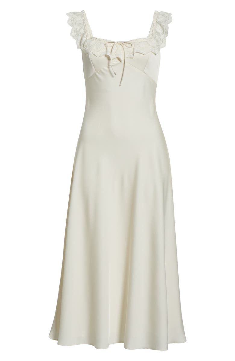 ASTR the Label Makiya Lace Trim Satin Dress, Main, color, Cream