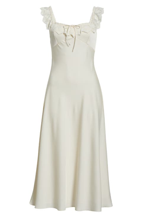 Makiya Lace Trim Satin Dress