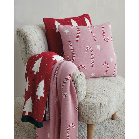 Candy Cane Knit Cotton Pillow