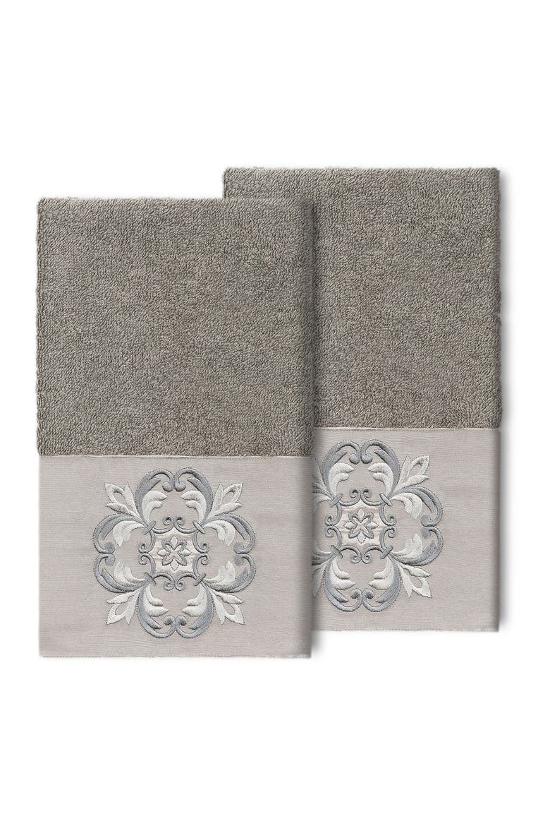 Alyssa Embellished Hand Towel - Set of 2 - Dark Gray, Main, color, DARK GRAY