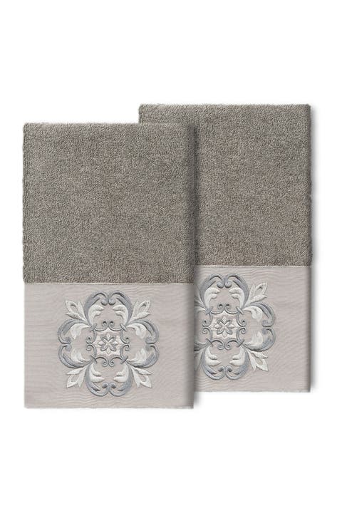 Alyssa Embellished Hand Towel - Set of 2 - Dark Gray