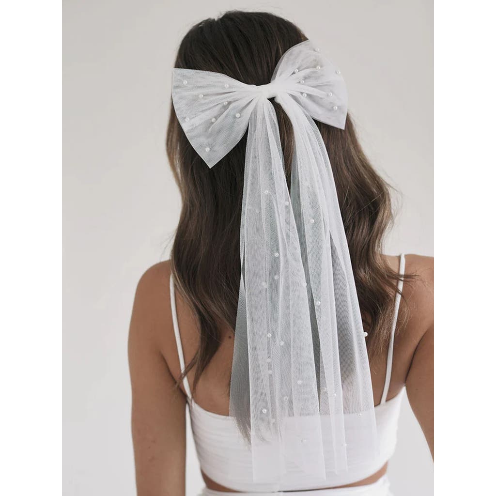 Six Stories Pearl Bride Hair Bow In White