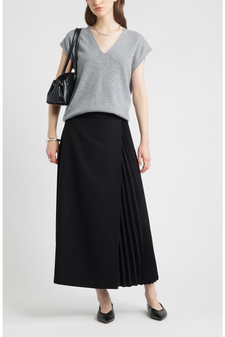 Mixed Media Maxi Skirt, Alternate, color, BLACK