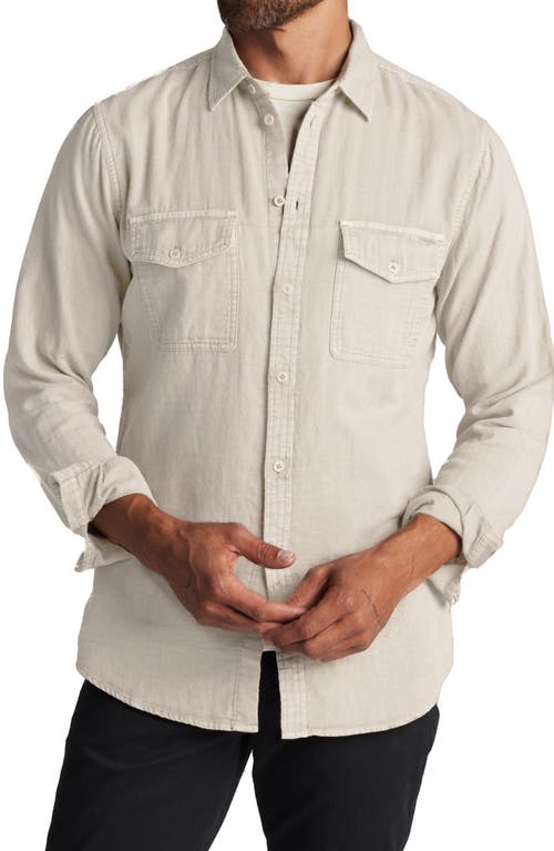 Rowan Leeds Double Weave Button-Up Shirt in Bone 