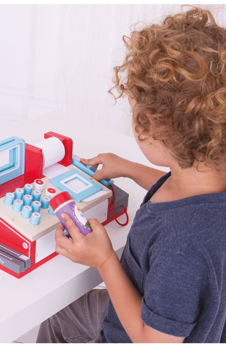 Bigjigs Toys Shop Till with Scanner, Alternate, color, Multicoloured