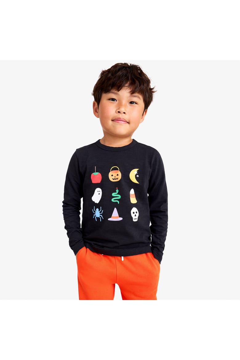 Kids Long Sleeve Halloween Treats Tee, Alternate, color, Black Halloween Treats