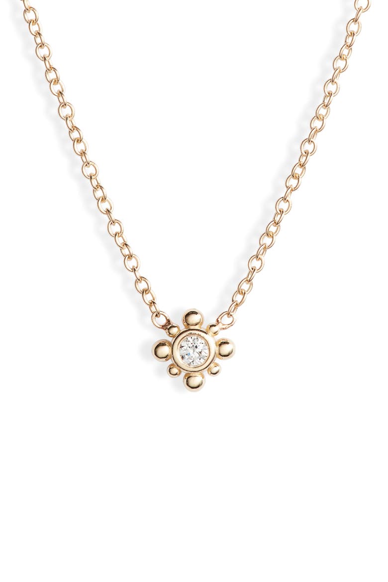 Bead Diamond Station Necklace, Main, color, DIAMOND/ YELLOW GOLD
