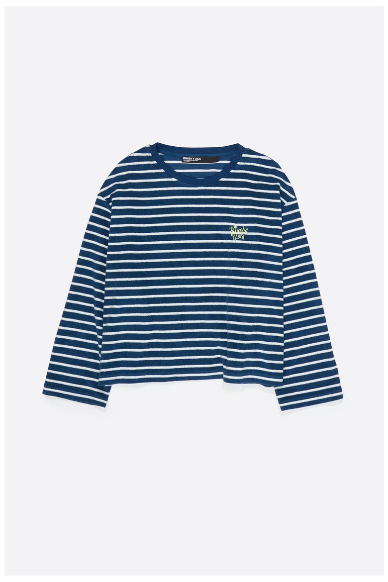 Striped Towel Long Sleeve T-Shirt, Alternate, color, NAVY