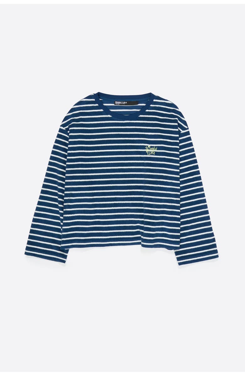 Bimba y Lola Striped Towel Long Sleeve T-Shirt, Alternate, color, Navy