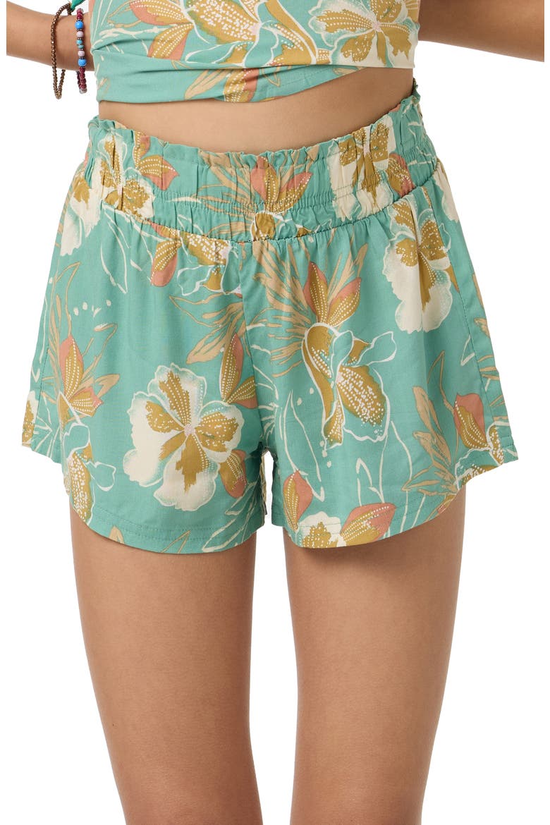 Kids' Gabi Tiki Floral Shorts, Alternate, color, GREEN