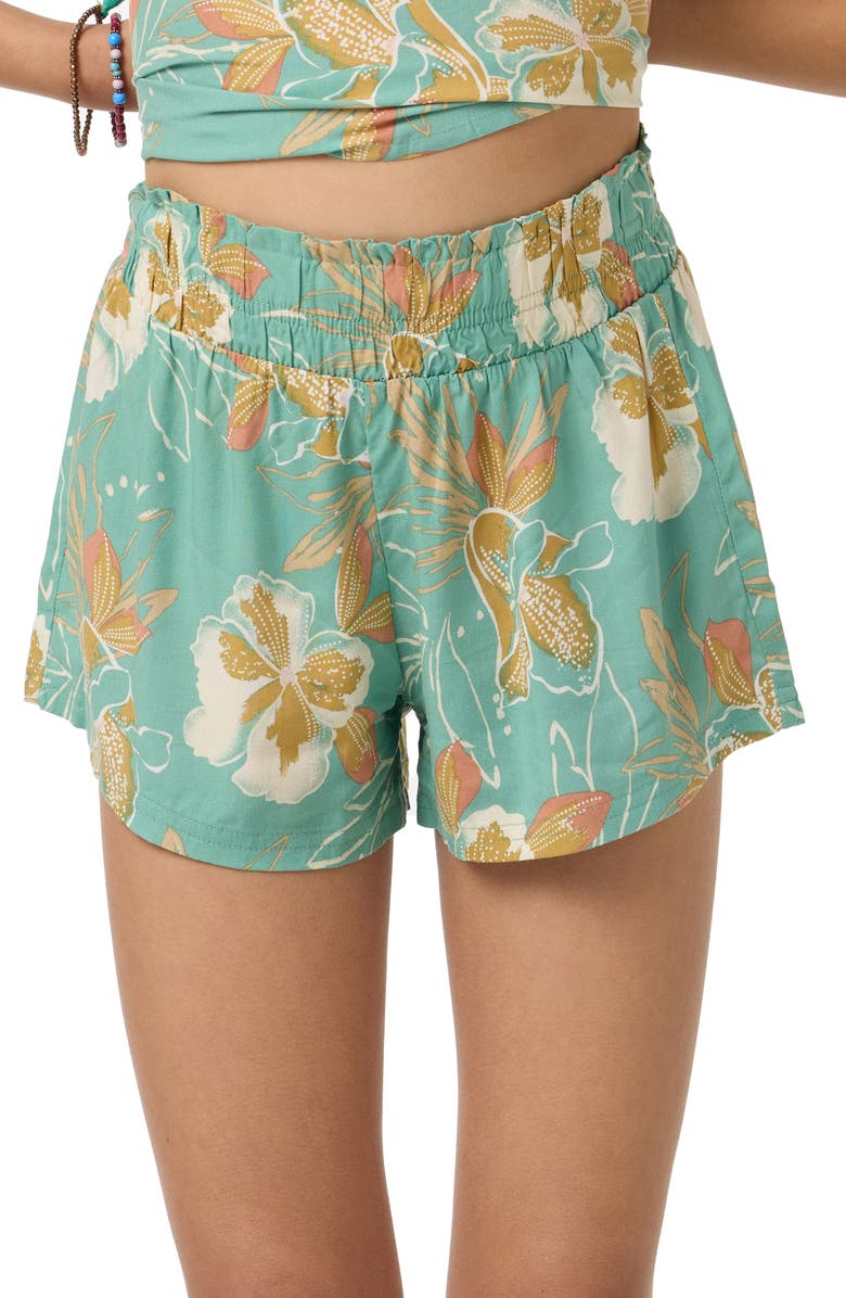 O'Neill Kids' Gabi Tiki Floral Shorts, Alternate, color, Green