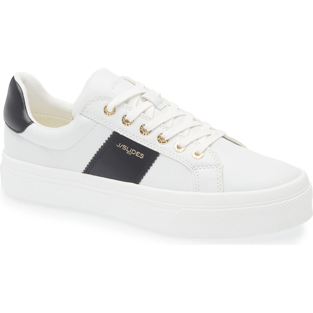 Jslides Gilda Platform Sneaker In White/black