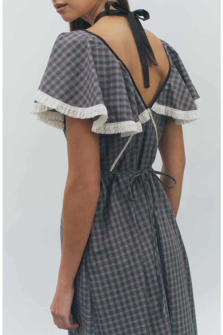 Valerie Cotton Plaid Midi Dress, Alternate, color, TEAL MULTI