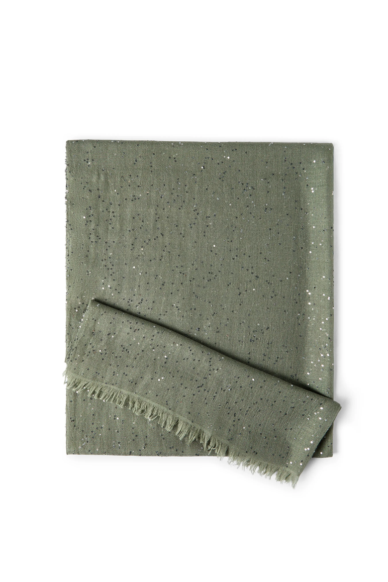 Cashmere and silk Diamond yarn scarf, Main, color, Green