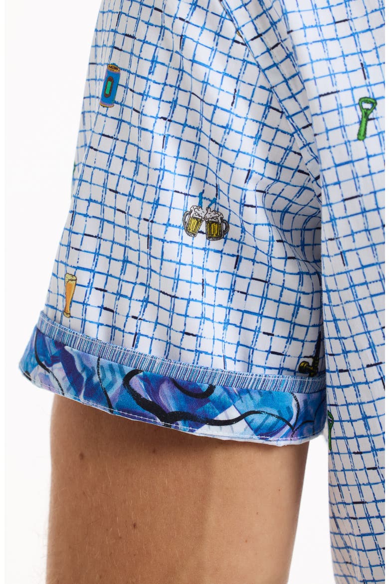 Brew & Chew Short Sleeve Button-Up Shirt, Alternate, color, WHITE